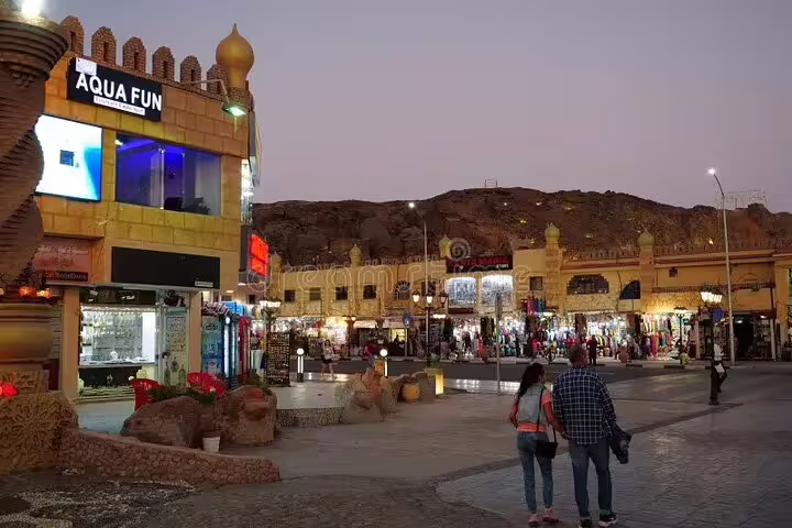 Sharm El Sheikh Old Market promenade at dusk, shopping stop on VIP city sightseeing tour with Egyptologist guide