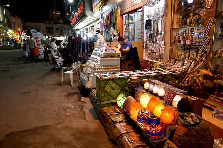 Colorful lanterns and souvenir stalls at Sharm El Sheikh Old Market on VIP city tour with Egyptologist guide