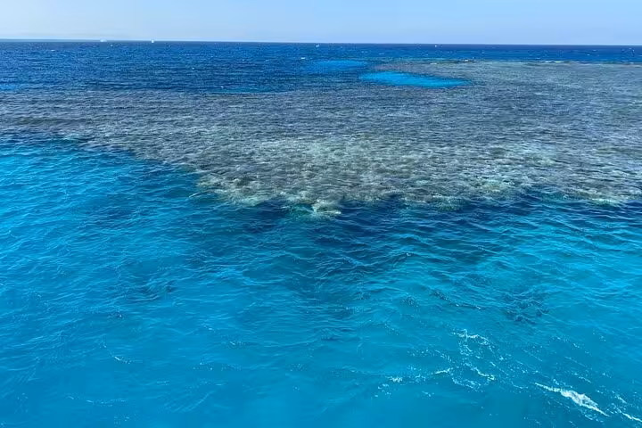 Turquoise Red Sea coral reef view at Ras Mohammed National Park on Sharm El Sheikh VIP cruise to White Island