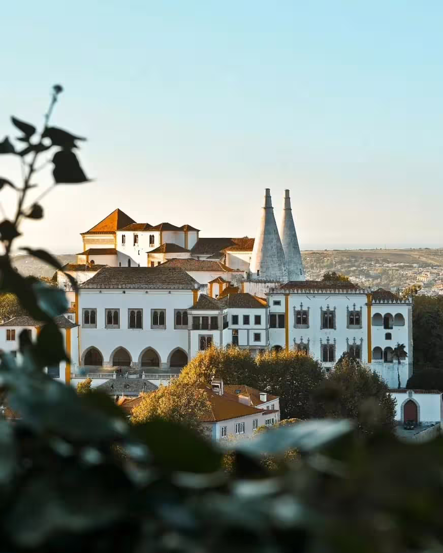 Stunning view of Sintra's historic architecture with iconic chimneys, featured in our half-day guided tour with tickets.