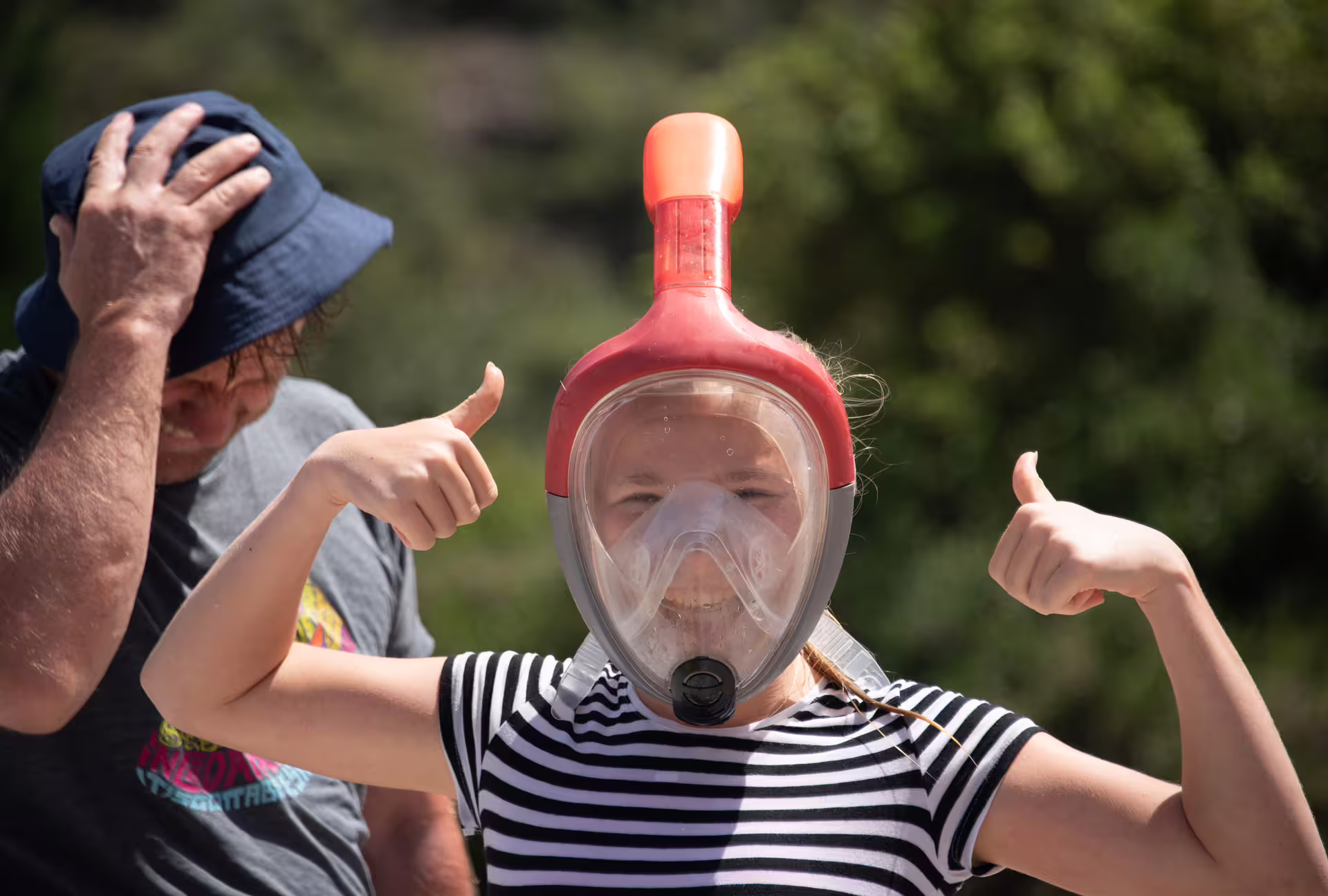 Snorkel mask ready before sea kayak tour in Kardamyli and Stoupa, Mani coast adventure in Greece