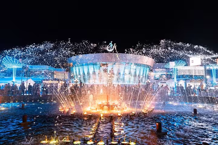 Soho Square night fountain show in Sharm El Sheikh, a highlight of Discover Farsha Cafe tour by private car