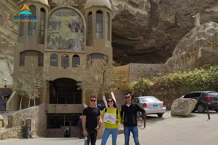 Visitors at St. Simon Monastery, Cairo, on 15-day Egypt itinerary to Pyramids, Luxor, Aswan and oasis desert tour
