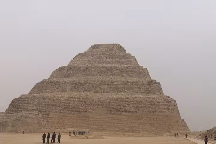 Step Pyramid of Djoser at Saqqara desert view on private all-inclusive Dahshur, Memphis and Saqqara tour from Cairo