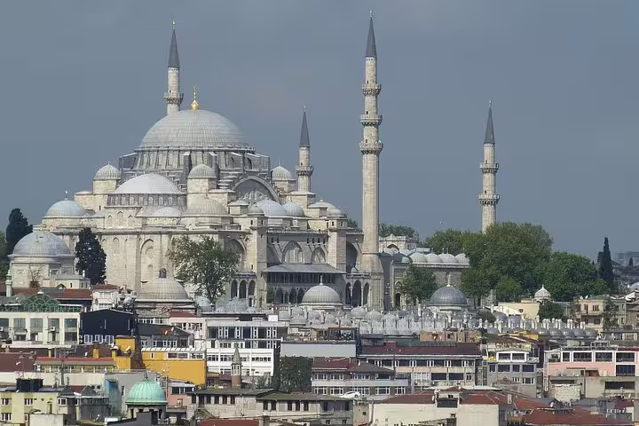 Panoramic view of Suleymaniye Mosque domes and minarets, a highlight on private Istanbul city tour