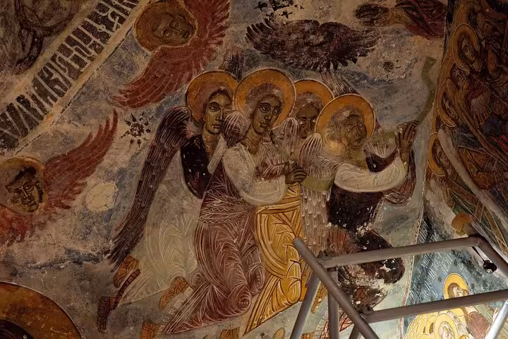 Angelic fresco mural inside Sumela Monastery near Trabzon, visited on private all-inclusive 2-day tour