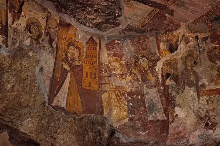 Sumela Monastery cave chapel frescoes in Trabzon, a highlight of all-inclusive 2-day private guided tour