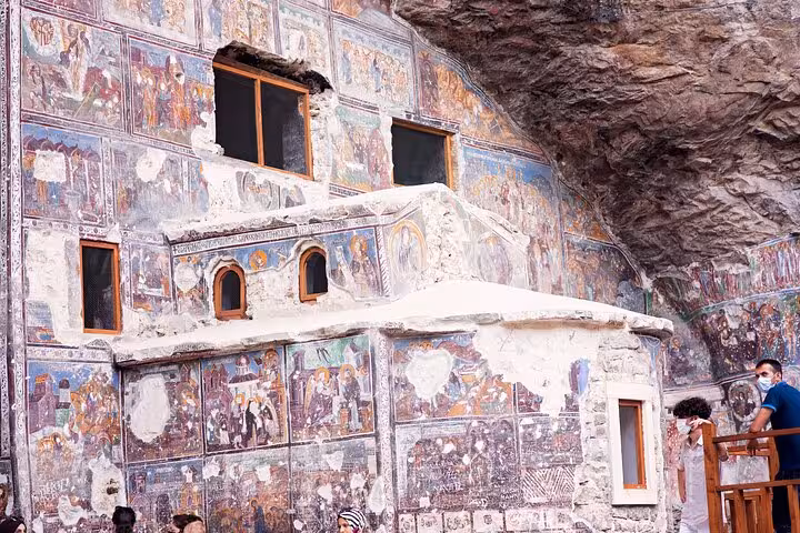 Sumela Monastery cliffside chapel frescoes in Trabzon, Turkey on an all-inclusive private 2-day guided tour