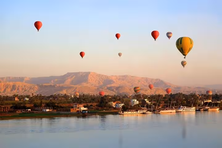 Sunrise hot air balloon over Luxor and the Nile, highlight of private overnight trip from Hurghada, Egypt