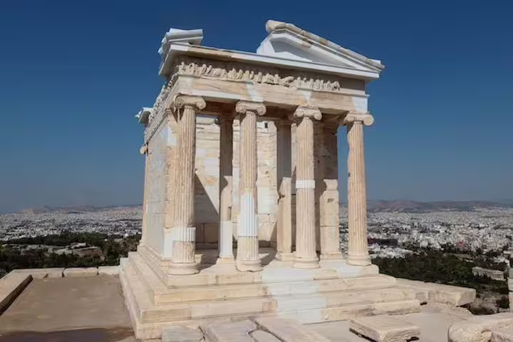Temple of Athena Nike on the Acropolis in Athens, key stop on private walking tour with Plaka tastings