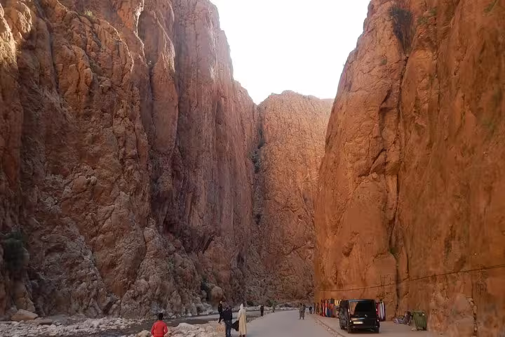 Todgha Gorge canyon walls near Tinghir on 3-day private desert tour from Marrakech to Fes, Morocco