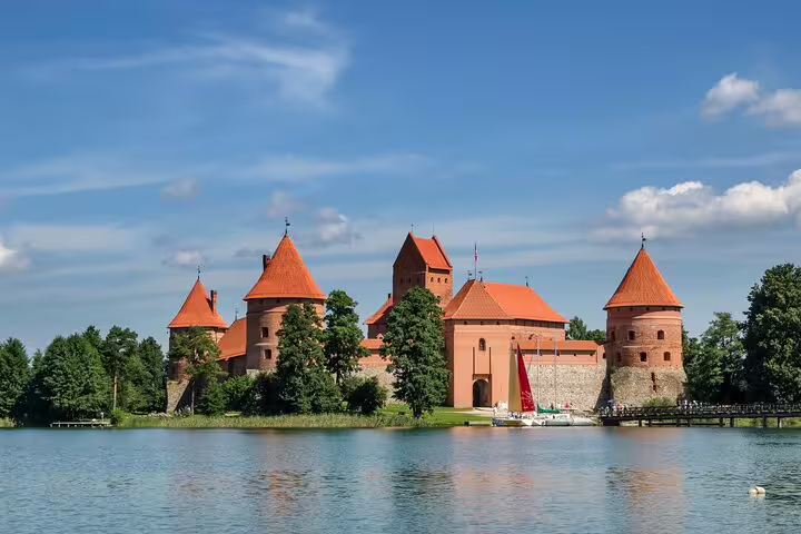 Trakai Island Castle by the lake near Vilnius, popular add-on highlight for a self-guided scavenger hunt