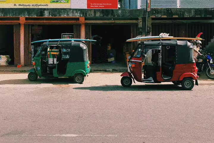 Tuk tuks on a busy street scene, perfect for an Egypt tuk tuk tour exploring local markets and neighborhoods