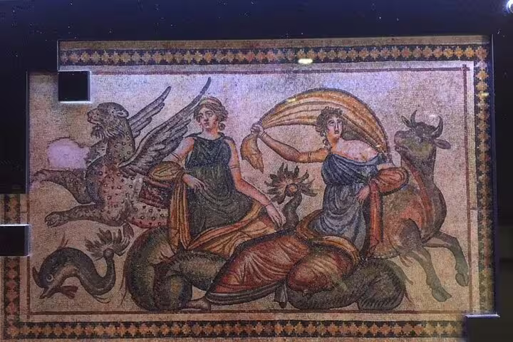 Mythological Roman floor mosaic at Zeugma Mosaic Museum, featured on private Turkey tour with Istanbul and Ephesus