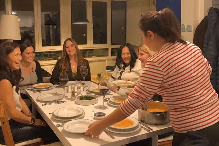 Guests enjoy home-cooked Turkish dinner with local host in Istanbul city center traditional cooking tour