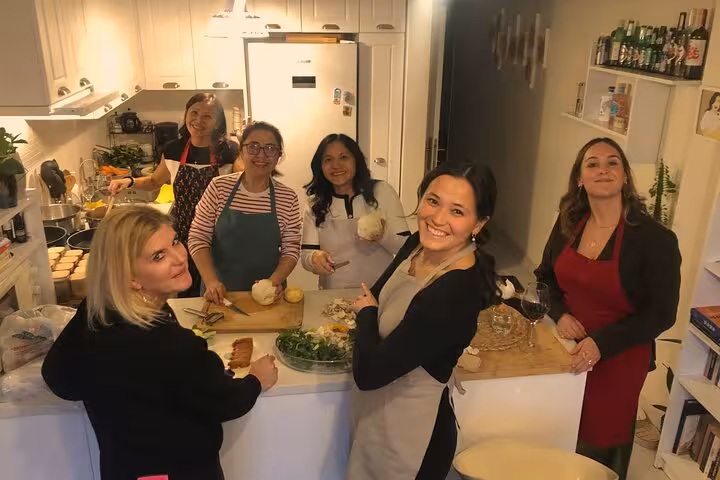 Guests cook Turkish home-style dishes with a local host in an Istanbul city center kitchen experience