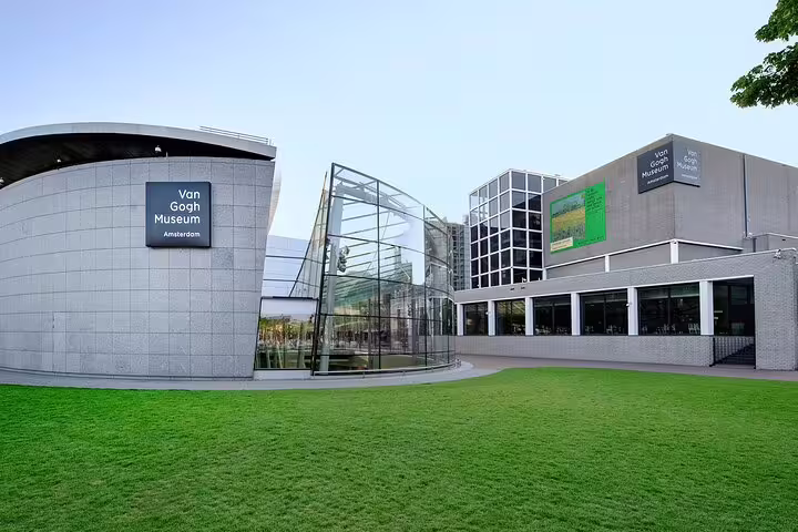 Van Gogh Museum Amsterdam modern facade at Museumplein, featured on Amsterdam architecture self-guided audio walk