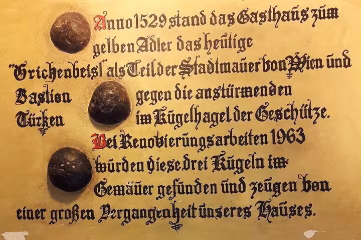 Historic German plaque with cannonballs in Vienna, a secret story featured on the 3-hour unknown history tour