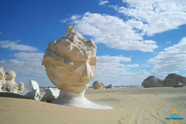White Desert chalk rock formation near Siwa Oasis, Egypt, on a 5 days 4 nights short break tour