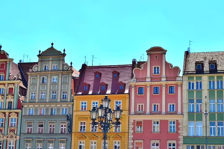 Colorful facades in Wroclaw Market Square, a key stop on the self-guided scavenger hunt highlights tour