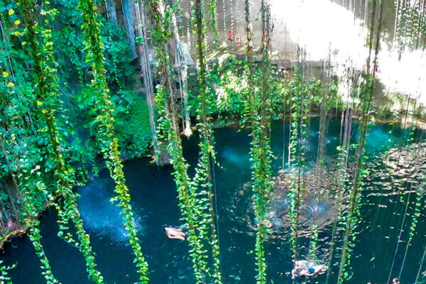 The Cenote Maya, Mexico's largest cenote, stands out with its unique vaulted structure. Visitors can swim in clear waters, admire rock formations, or even rappel down into the cenote.