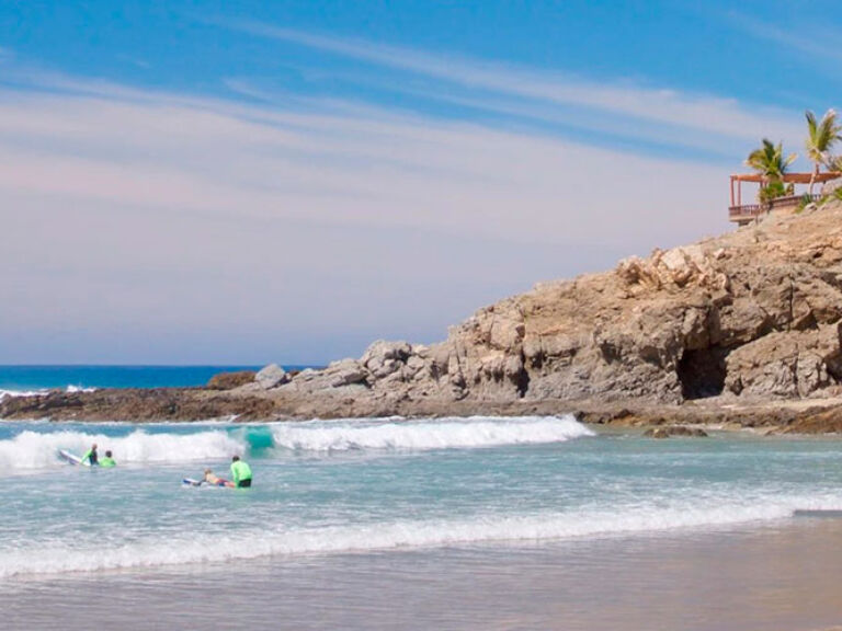 Located within La Paz municipality, Cerritos Beach is a 10-minute drive from downtown Todos Santos. This popular beach, known for its warm Pacific waves, is ideal for surfing, swimming, sunbathing, and relaxing.