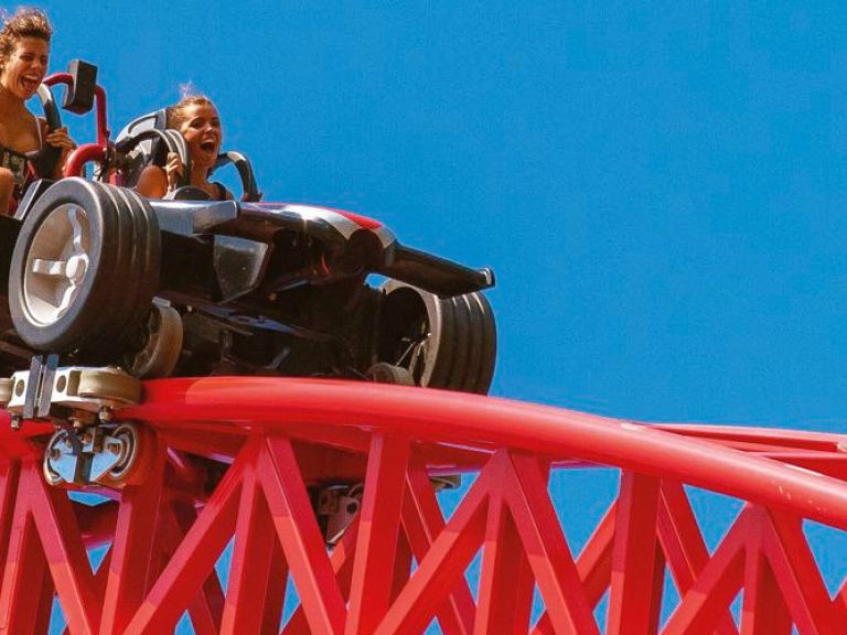 Mirabilandia, in Emilia Romagna, Italy, offers diverse attractions like roller coasters, water rides, and shows, perfect for all ages. Don't miss the iconic Katun and Divertical rides!