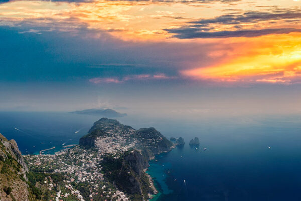 Anacapri is the highest point on the island and offers panoramic views of the Tyrrhenian Sea.