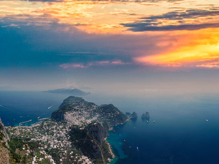 Anacapri is the highest point on the island and offers panoramic views of the Tyrrhenian Sea.