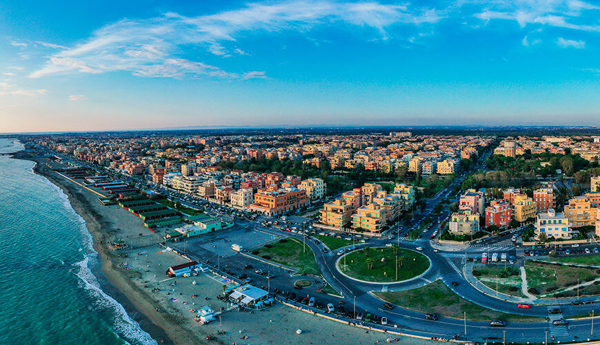 Ostia Lido Beach in Italy, close to Rome, is a stunning sandy beach attracting visitors worldwide. Relax, soak up the sun, and enjoy the beach's amenities, with beach umbrellas and loungers for ultimate comfort.