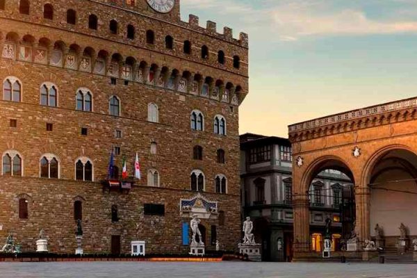 Discover Palazzo Vecchio, a majestic symbol of Florence, Italy, situated in the historic center alongside Santa Maria del Fiore and Michelangelo's 