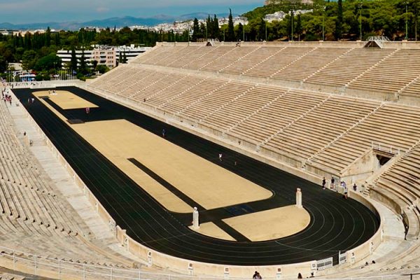 The historic Panathenaic Stadium, dating back to 330 BC, hosted the ancient Panathenaic Games in honor of Athena. Renovated for the 1896 and 2004 Olympic Games.