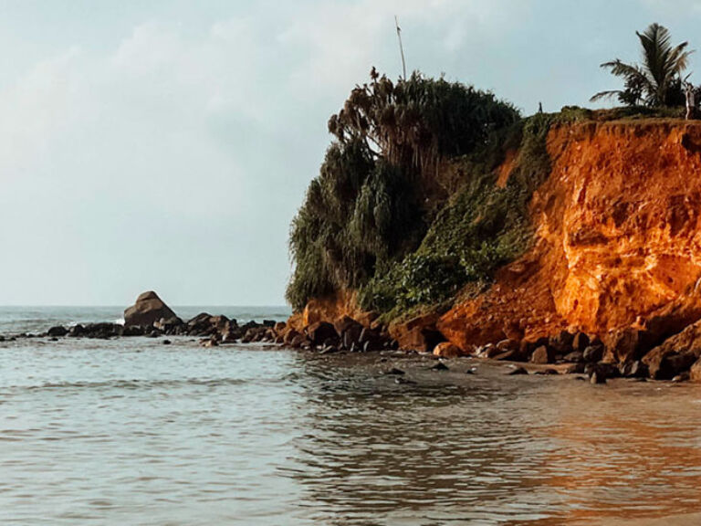 Parrot Rock, located on Sri Lanka's Mirissa Beach, is a distinctive rock formation. Adventurous visitors can ascend it for breathtaking views. Besides offering a vantage point, it's a favored locale for swimming and sunbathing.