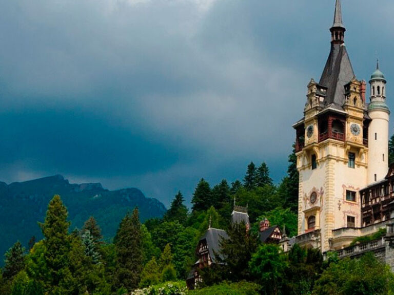 Peles Castle is a landmark in Romania that was built in the 19th century. The castle was built according to the specifications of Romania's first King, Carol I. Peles Castle is one of three castles in Europe that has both indoor and outdoor plumbing.