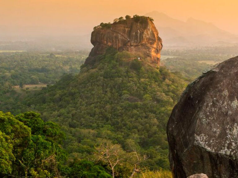 Pidurangala Rock, situated in Sri Lanka's Central Province, stands tall at 1,200 feet. Just a short 20-minute stroll from the UNESCO-listed Sigiriya Rock, it boasts a rich history with cave temples from the 5th century, having once served as a monastery.
