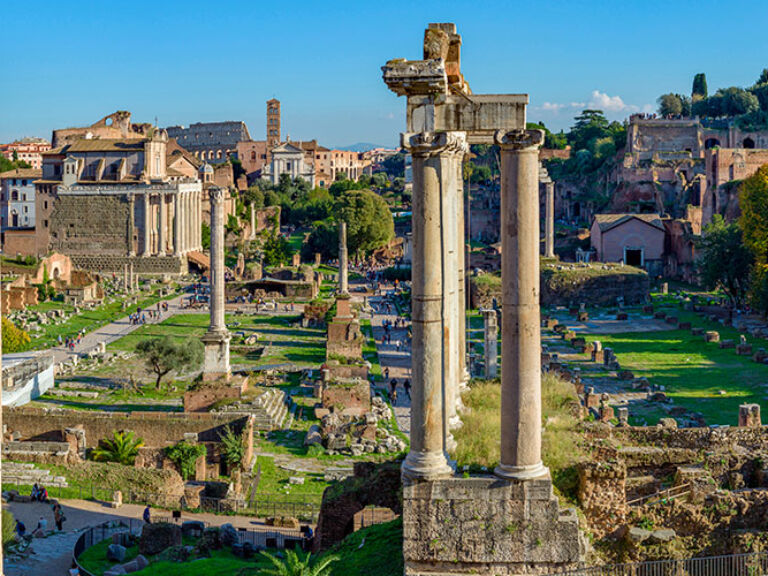 The Roman Forum, known as Forum Romanum in Latin, was a site located at the center of the ancient city of Rome and the location of important political and economic activities during the Republic and Empire periods.