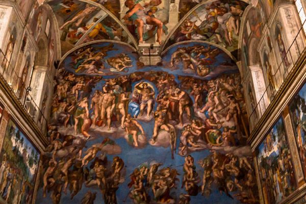 The Sistine Chapel is a famous chapel in Vatican City, Rome, Italy. It is famous for its ceiling painted by Michelangelo, which depicts scenes from the Book of Genesis. It is also used for important Catholic ceremonies, such as the conclave to elect a new Pope.