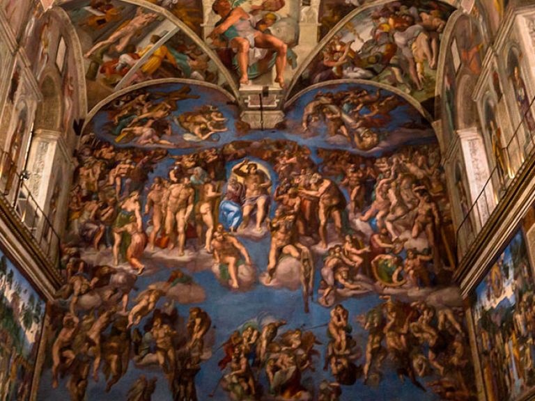 The Sistine Chapel is a famous chapel in Vatican City, Rome, Italy. It is famous for its ceiling painted by Michelangelo, which depicts scenes from the Book of Genesis. It is also used for important Catholic ceremonies, such as the conclave to elect a new Pope.