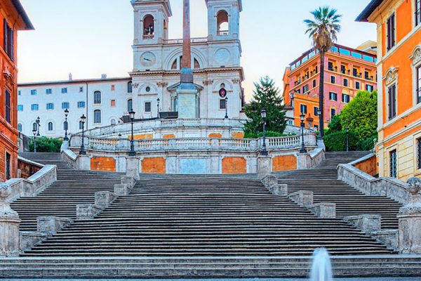 The Spanish Steps are a famous landmark in Rome, Italy. They connect the Piazza di Spagna with the Church of Trinità dei Monti and are one of the most popular tourist destinations in the city. The steps were designed in the Rococo style and were built between 1723 and 1726.