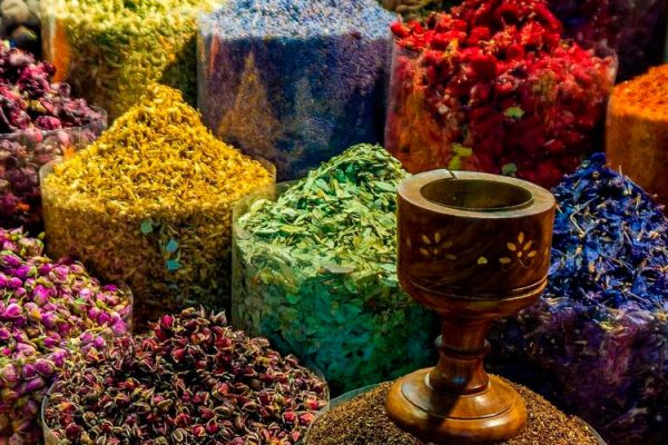 Dubai Spice Souk in Deira offers a variety of global spices, including saffron, turmeric, and Middle Eastern za'atar.