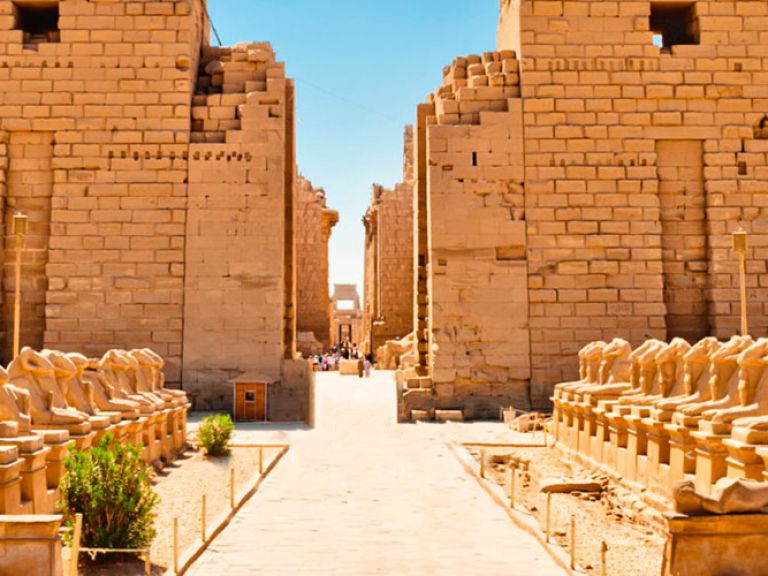 Karnak Temple near Luxor, dating from 2055 BC, was dedicated to gods Amun, Mut, and Khonsu but expanded to include others over time.