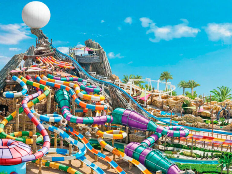 Yas Waterworld in Abu Dhabi, on Yas Island, offers 43 rides and a traditional souk. It won "Middle East's Leading Water Park" in 2013 and 2014.