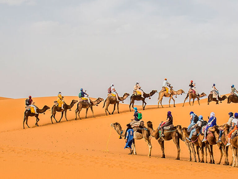 Merzouga, an adventure hub, beckons with Morocco's awe-inspiring landscapes. From Atlas Mountains to Sahara's sand dunes, this stunning region offers camel rides for immersive exploration.