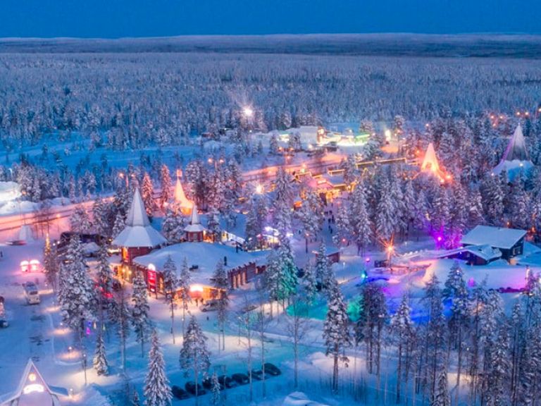 Santa Claus Village in Finnish Lapland offers year-round holiday magic! Meet Santa, interact with elves, cross the Arctic Circle Line, and receive an official certificate. Experience an enchanted world where Christmas dreams become reality.