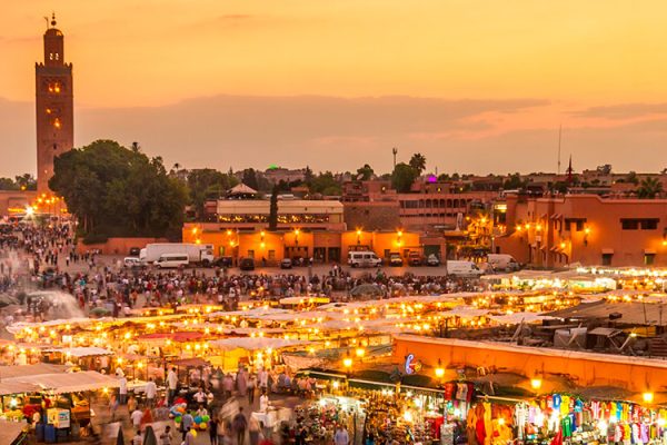 Jamaa el Fna market square, Marrakesh, Morocco, north Africa