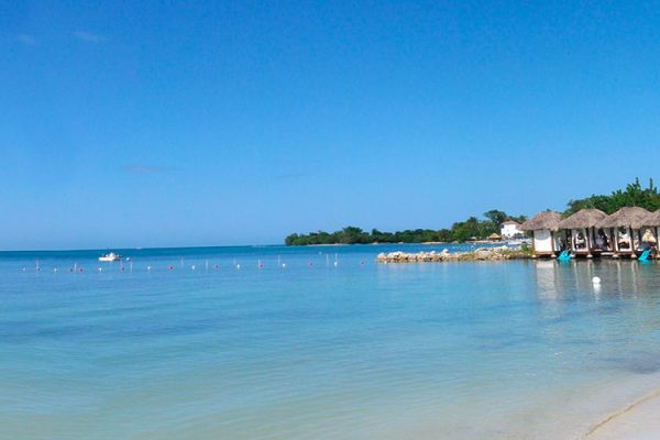 Tropical beach holiday scenery from Negril, Jamaica