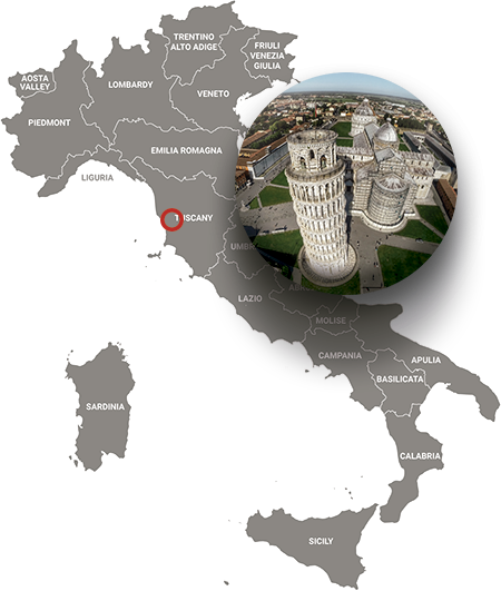 Italy map with Pisa detail