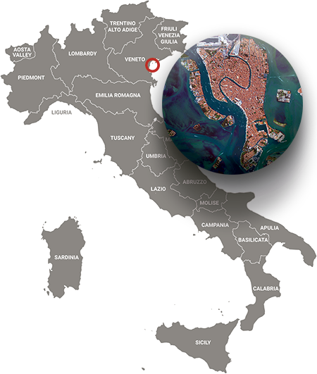 Italy map with Venice detail