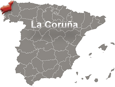 Spain map with La Coruna detail