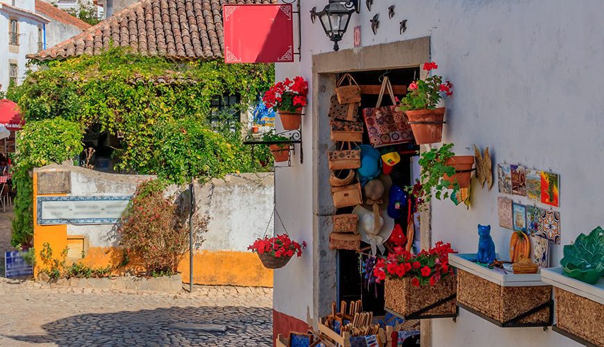 View of the village of Óbidos Portugal